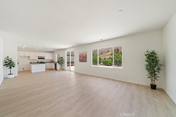 Empty room, Interior, Kitchen, Recessed Lighting, Wood Texture Flooring