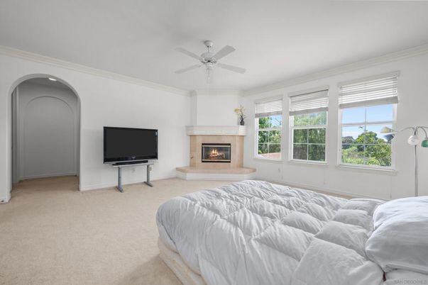 Bedroom, Fireplace, Interior