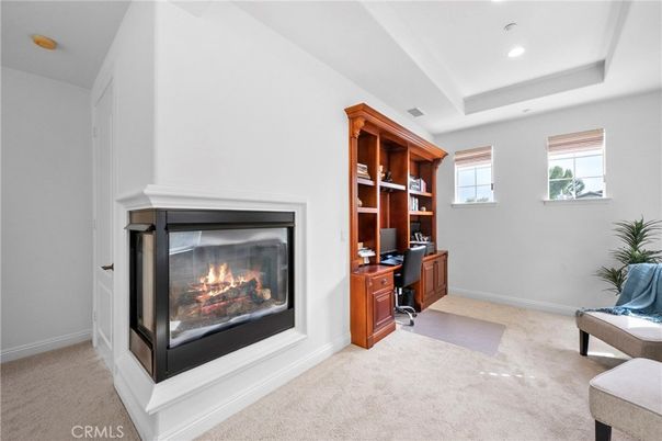 Fireplace, Home Office, Interior, Recessed Lighting