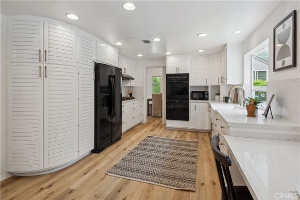 Interior, Kitchen, Recessed Lighting, Wood Texture Flooring