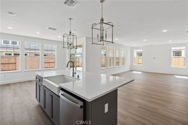 Interior, Kitchen, Pendant Lights, Recessed Lighting, Wood Texture Flooring