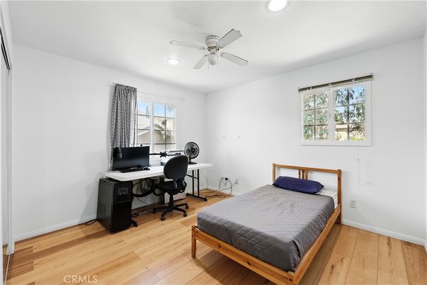 Bedroom, Home Office, Interior, Recessed Lighting, Wood Texture Flooring