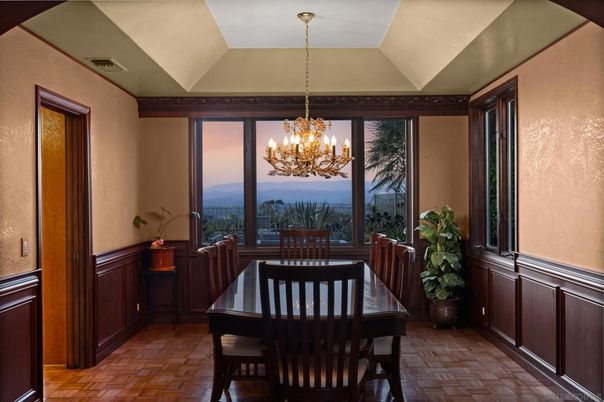 Chandelier, Dining room, Interior, Wood Texture Flooring
