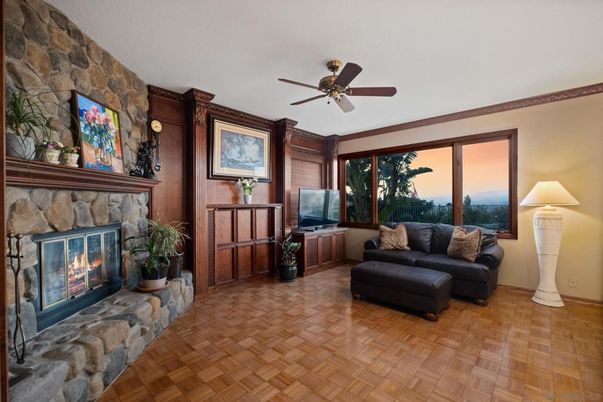 Fireplace, Interior, Living room, Stone Walls, Wood Texture Flooring