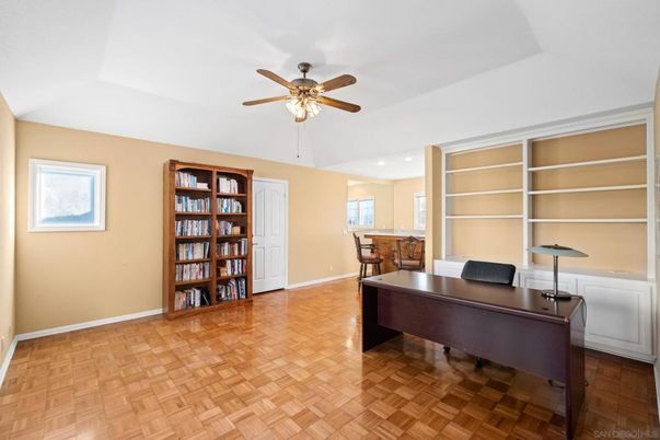 Home Office, Interior, Recessed Lighting, Wood Texture Flooring