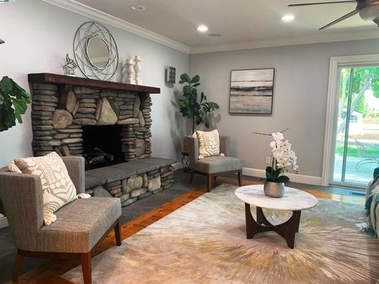 Fireplace, Interior, Recessed Lighting, Wood Texture Flooring