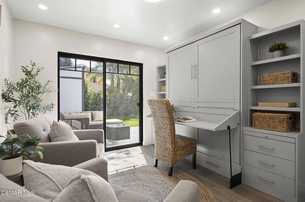Home Office, Interior, Recessed Lighting, Wood Texture Flooring