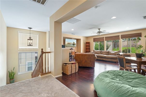 Dining room, Interior, Living room, Pendant Lights, Recessed Lighting, Wood Texture Flooring