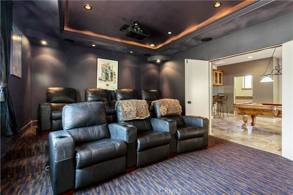 Billiard Table, Home Theatre Room, Game Room, Interior, Pendant Lights, Recessed Lighting, Theatre Room