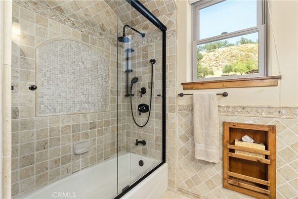 Bathroom, Glass Shower, Interior, Stone Walls