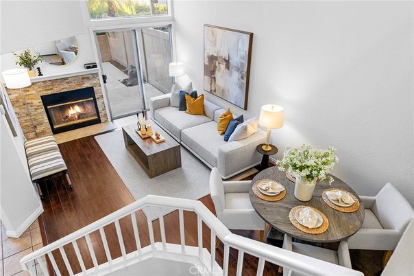Dining room, Fireplace, Interior, Living room, Wood Texture Flooring