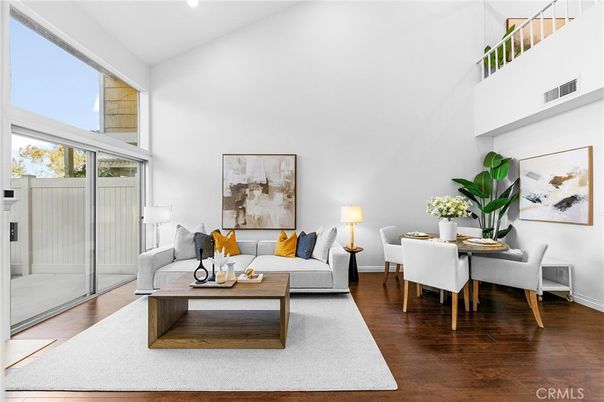 Dining room, Interior, Living room, Recessed Lighting, Wood Texture Flooring