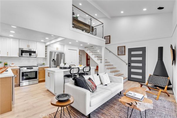 Interior, Kitchen, Living room, Recessed Lighting, Stainless Steel Appliances, Wood Texture Flooring