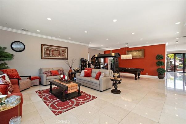 Billiard Table, Chandelier, Game Room, Interior, Living room, Recessed Lighting