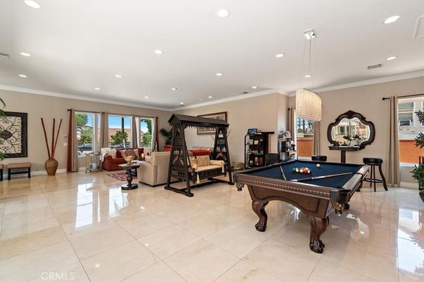 Billiard Table, Fitness Equipment, Game Room, Interior, Living room, Recessed Lighting