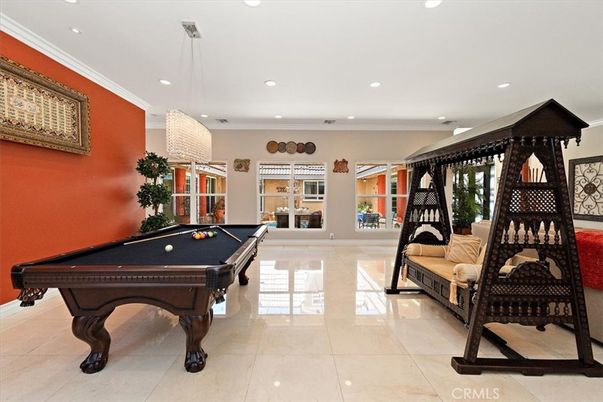 Billiard Table, Game Room, Interior, Pendant Lights, Recessed Lighting