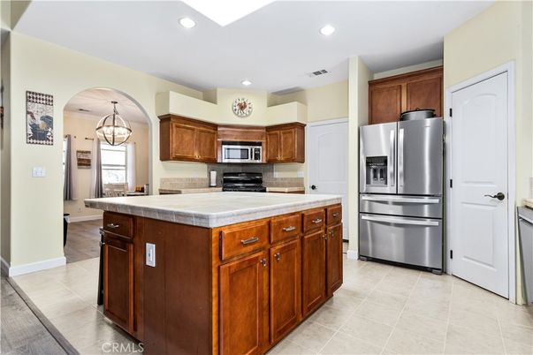 Interior, Kitchen, Pendant Lights, Recessed Lighting, Stainless Steel Appliances, Tile Countertops