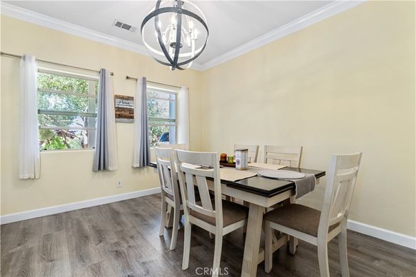 Chandelier, Dining room, Interior, Pendant Lights, Wood Texture Flooring