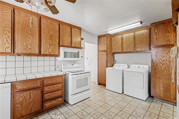 Interior, Kitchen, Tile Countertops, Washer