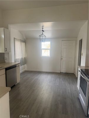 Empty room, Interior, Kitchen, Pendant Lights, Wood Texture Flooring