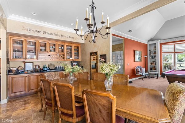Billiard Table, Chandelier, Dining room, Game Room, Interior, Recessed Lighting