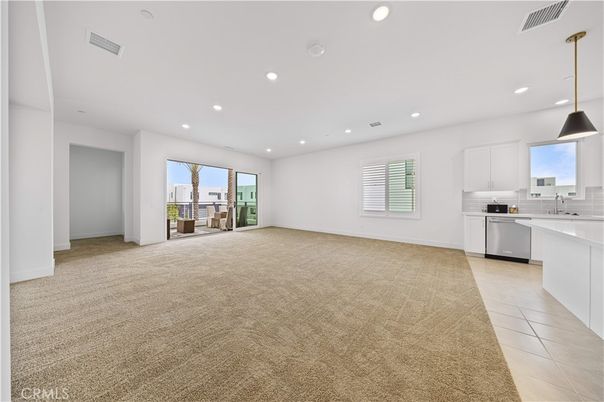 Empty room, Interior, Kitchen, Pendant Lights, Recessed Lighting