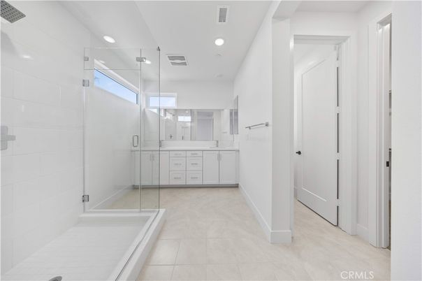Bathroom, Glass Shower, Interior, Recessed Lighting