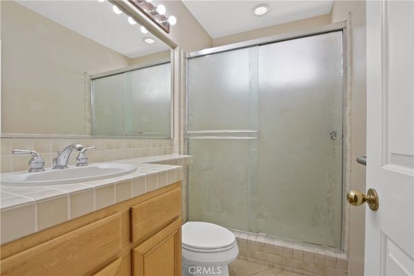 Bathroom, Glass Shower, Interior, Recessed Lighting, Tile Countertops