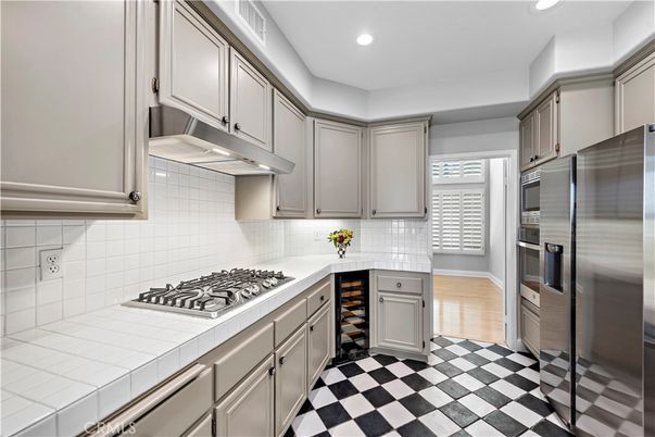 Interior, Kitchen, Recessed Lighting, Stainless Steel Appliances, Tile Countertops