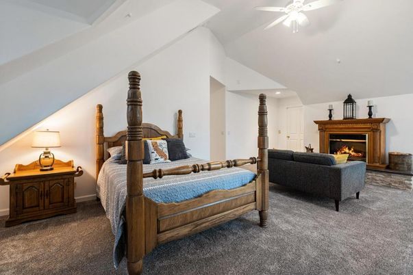 Bedroom, Fireplace, Interior
