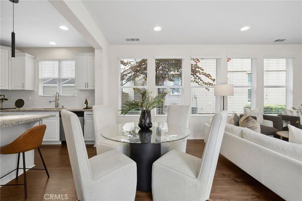 Dining room, Interior, Kitchen, Living room, Pendant Lights, Recessed Lighting, Wood Texture Flooring