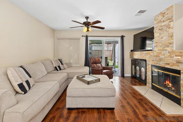 Fireplace, Interior, Living room, Stone Walls, Wood Texture Flooring