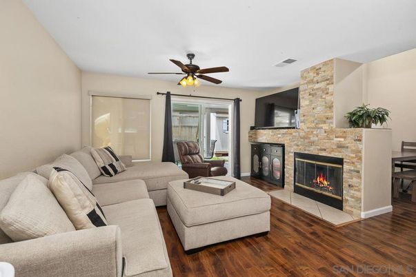 Fireplace, Interior, Living room, Stone Walls, Wood Texture Flooring