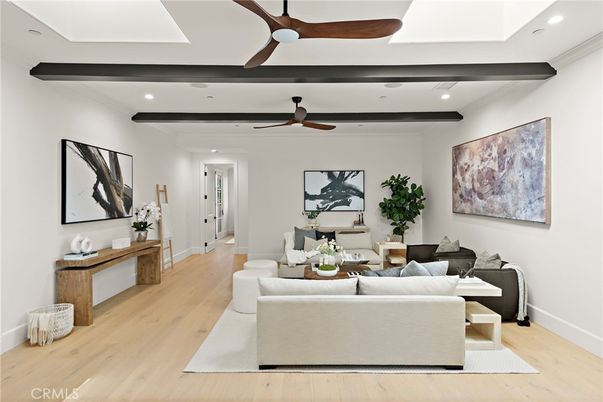Interior, Living room, Recessed Lighting, Wooden Beams, Wood Texture Flooring