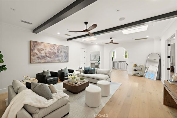 Interior, Living room, Recessed Lighting, Wooden Beams, Wood Texture Flooring