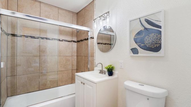 Bathroom, Glass Shower, Interior, Washer