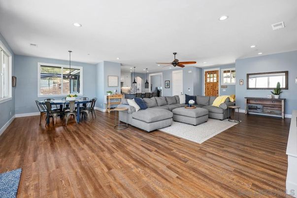 Dining room, Interior, Kitchen, Living room, Pendant Lights, Recessed Lighting, Wood Texture Flooring