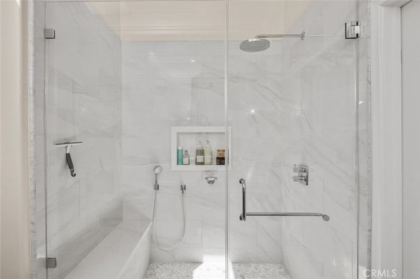 Bathroom, Glass Shower, Interior, Marble Walls