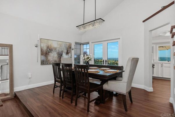 Chandelier, Dining room, Interior, Wood Texture Flooring