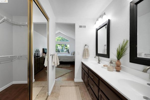 Bathroom, Bedroom, Dual Sink Vanities, Interior, Wood Texture Flooring