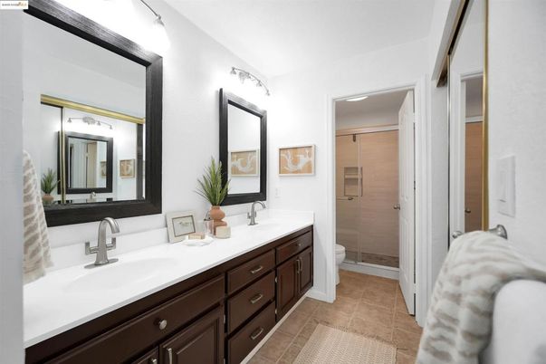 Bathroom, Dual Sink Vanities, Glass Shower, Interior