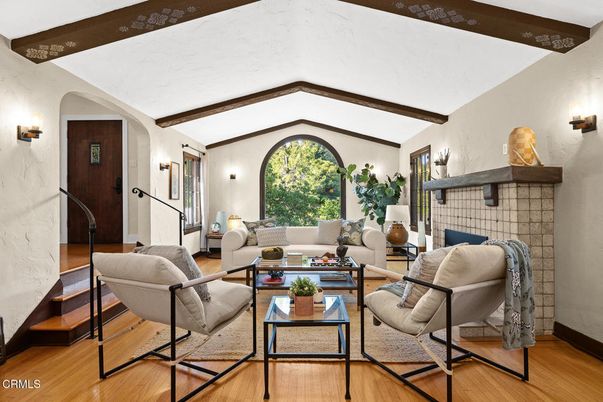 Fireplace, Interior, Living room, Wooden Beams, Wood Texture Flooring
