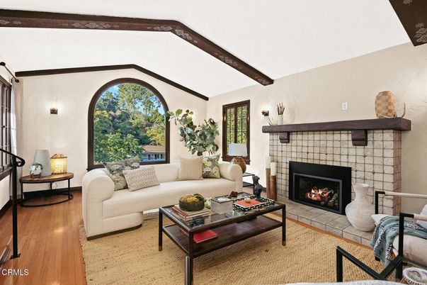 Fireplace, Interior, Living room, Wooden Beams, Wood Texture Flooring