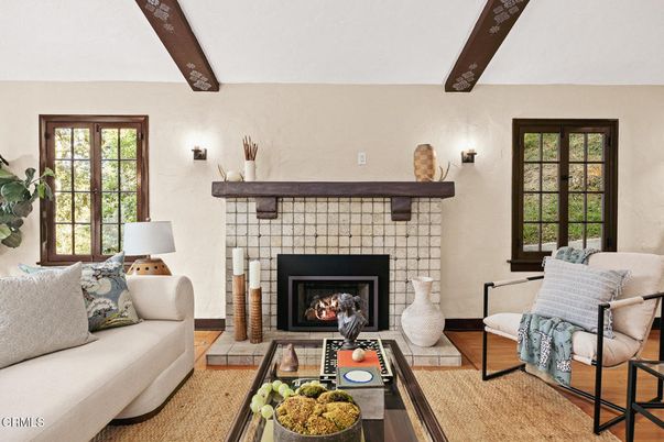 Fireplace, Interior, Living room, Wooden Beams