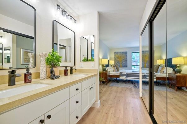 Bathroom, Dual Sink Vanities, Interior, Wood Texture Flooring