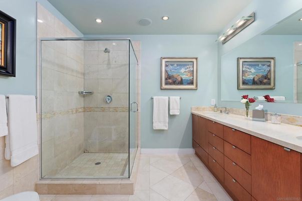 Bathroom, Glass Shower, Interior, Recessed Lighting