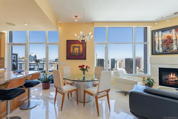 Chandelier, Dining room, Fireplace, Interior, Living room, Pendant Lights, Recessed Lighting