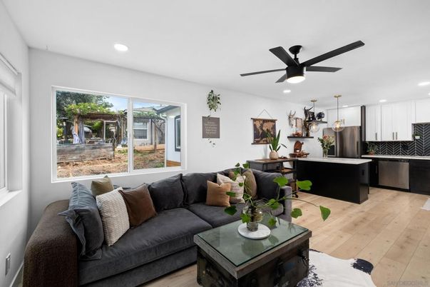 Interior, Kitchen, Living room, Pendant Lights, Recessed Lighting, Stainless Steel Appliances, Wood Texture Flooring