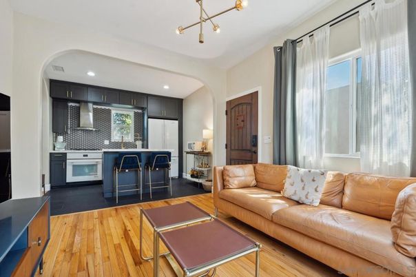 Interior, Kitchen, Living room, Recessed Lighting, Stainless Steel Appliances, Wood Texture Flooring