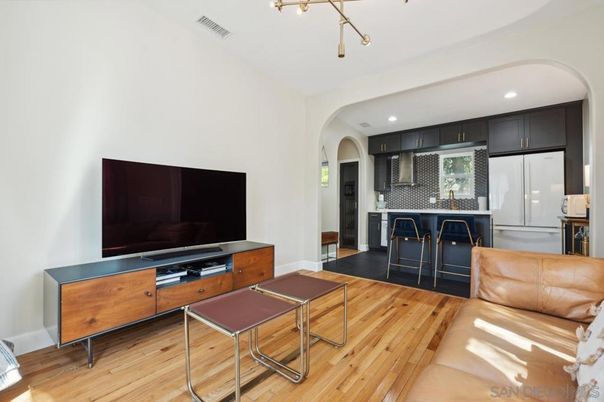 Interior, Kitchen, Living room, Recessed Lighting, Stainless Steel Appliances, Wood Texture Flooring